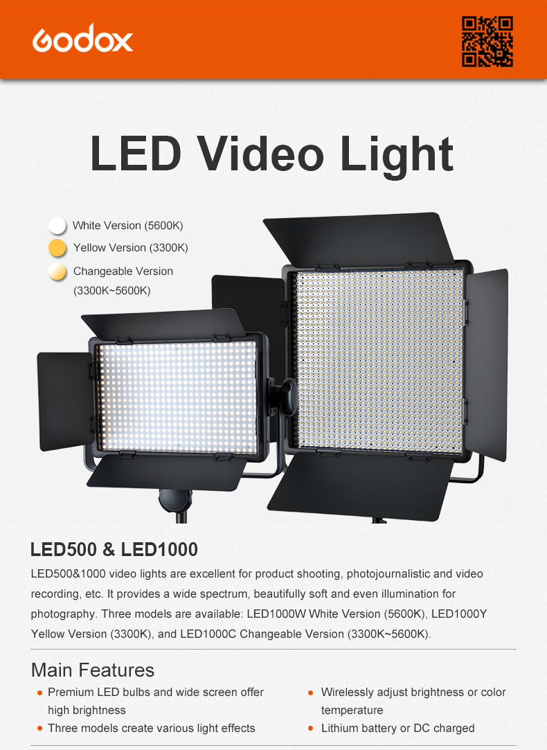 Đèn Godox Professional LED Video Light LED1000C -3300-5200k